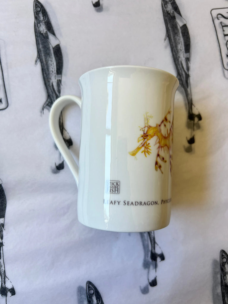 Leafy Seadragon - Fine Bone China Mug-Stick Figure Fish Illustration