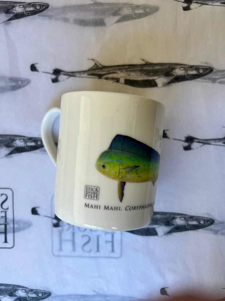 Mahi Mahi - Fine Bone China Mug-Stick Figure Fish Illustration