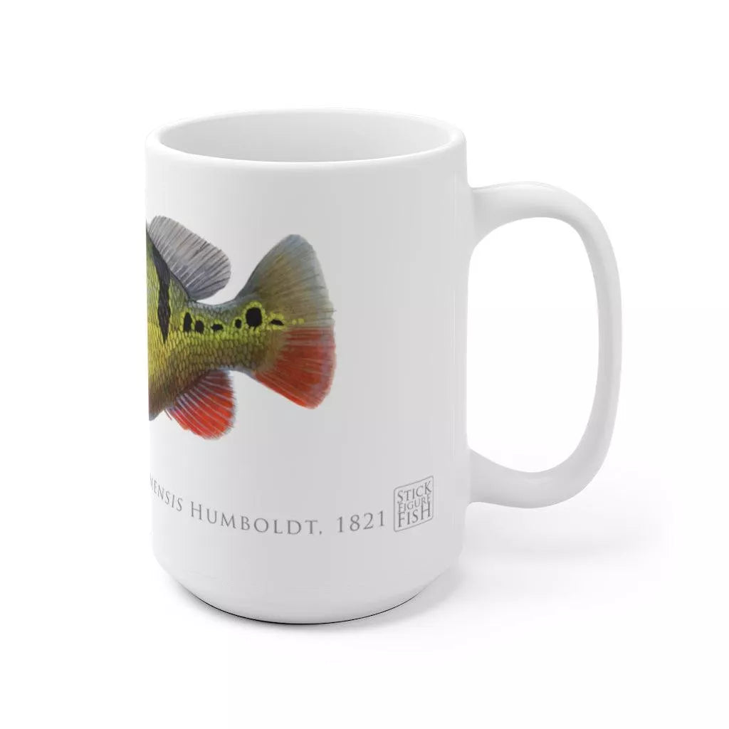 Speckled Peacock Bass (Pavon) Mug-Stick Figure Fish Illustration