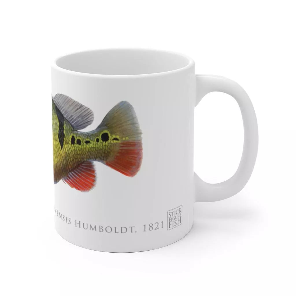 Speckled Peacock Bass (Pavon) Mug-Stick Figure Fish Illustration