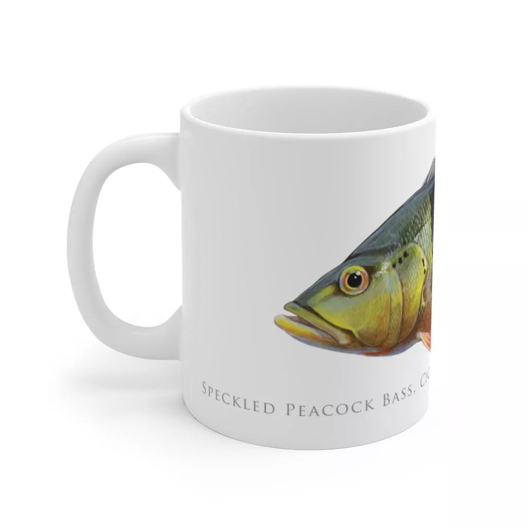 Speckled Peacock Bass (Pavon) Mug-Stick Figure Fish Illustration