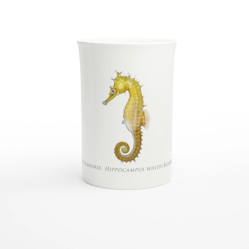 White's Seahorse - Fine Bone China Mug-Stick Figure Fish Illustration