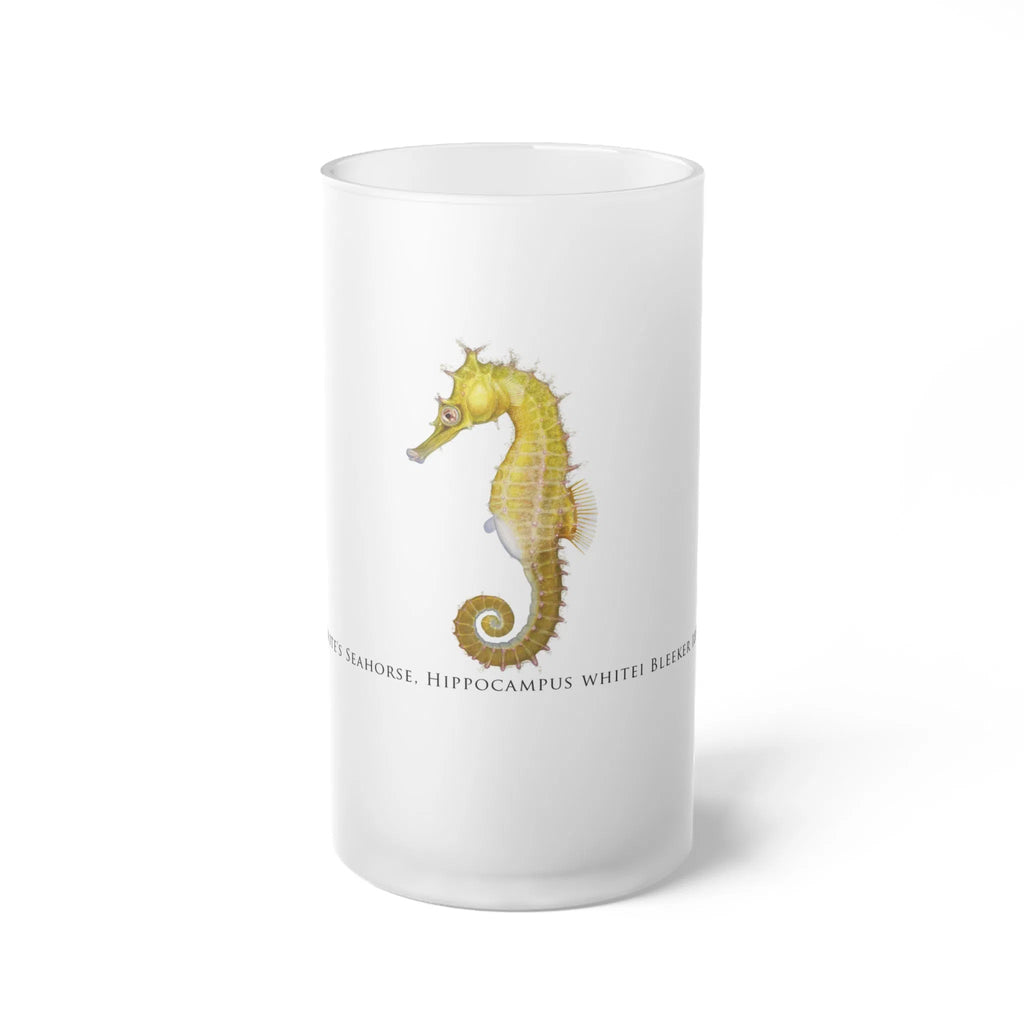 White's Seahorse - Frosted Glass Stein-Stick Figure Fish Illustration