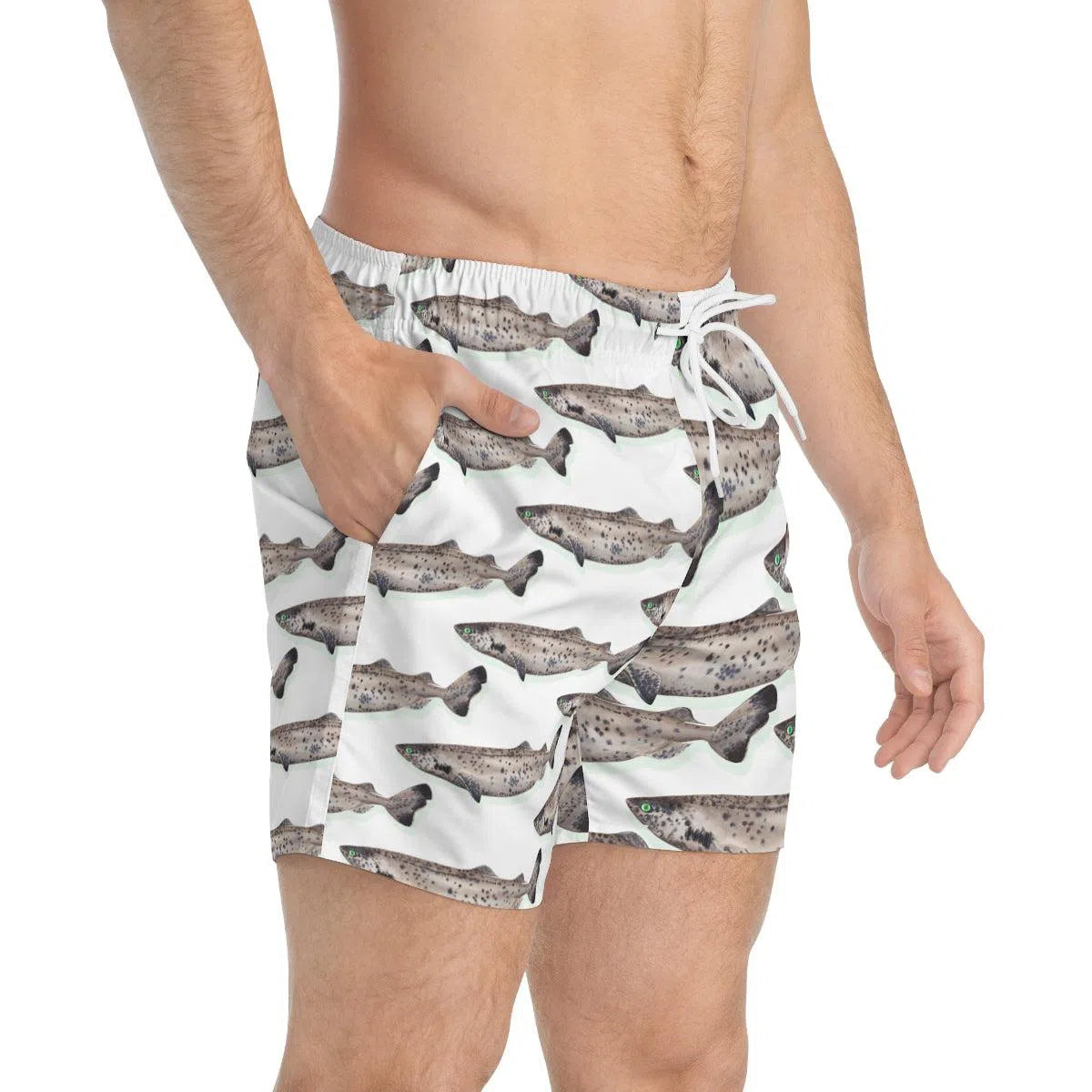 Whitetail Dogfish - Swim Trunks-Stick Figure Fish Illustration
