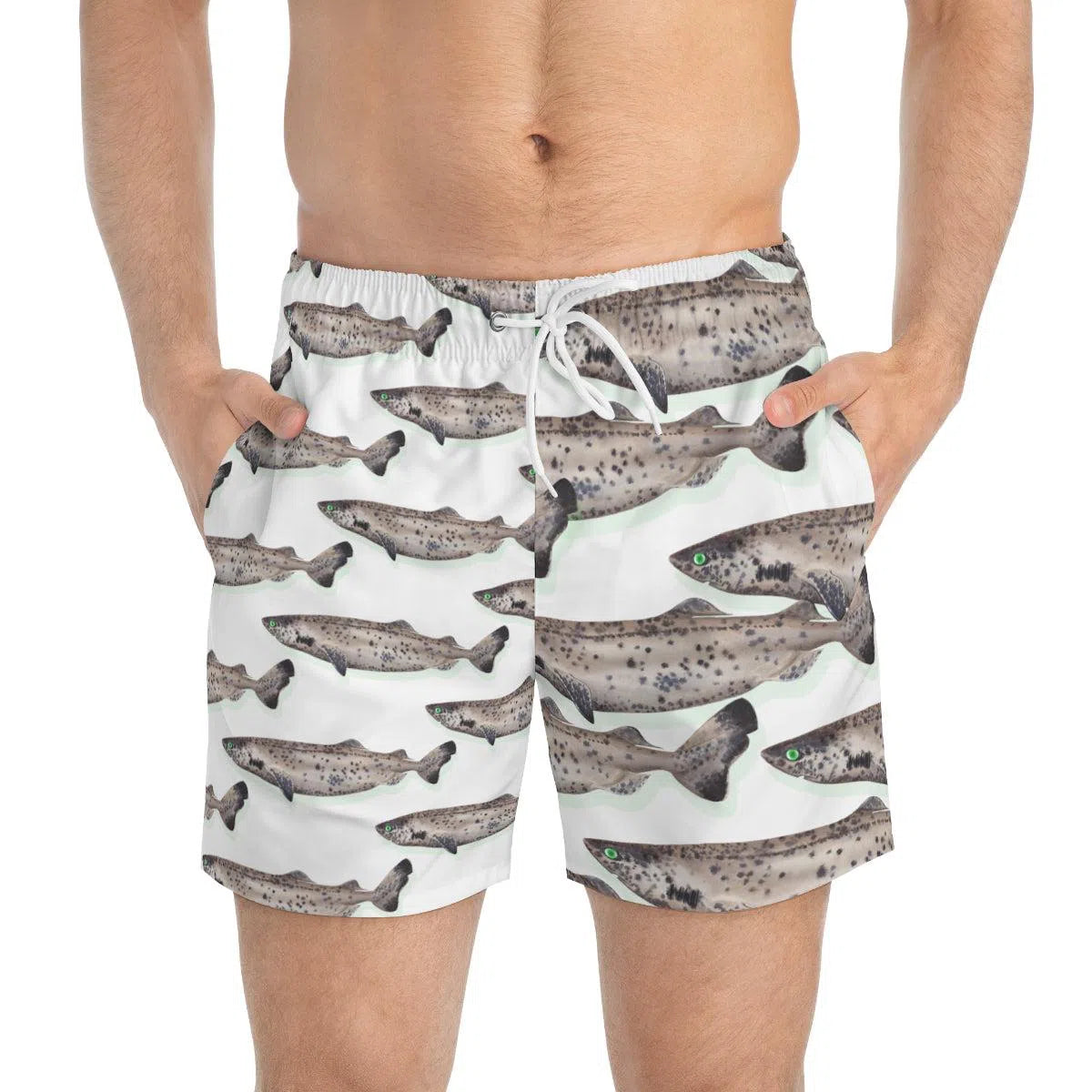Whitetail Dogfish - Swim Trunks-Stick Figure Fish Illustration