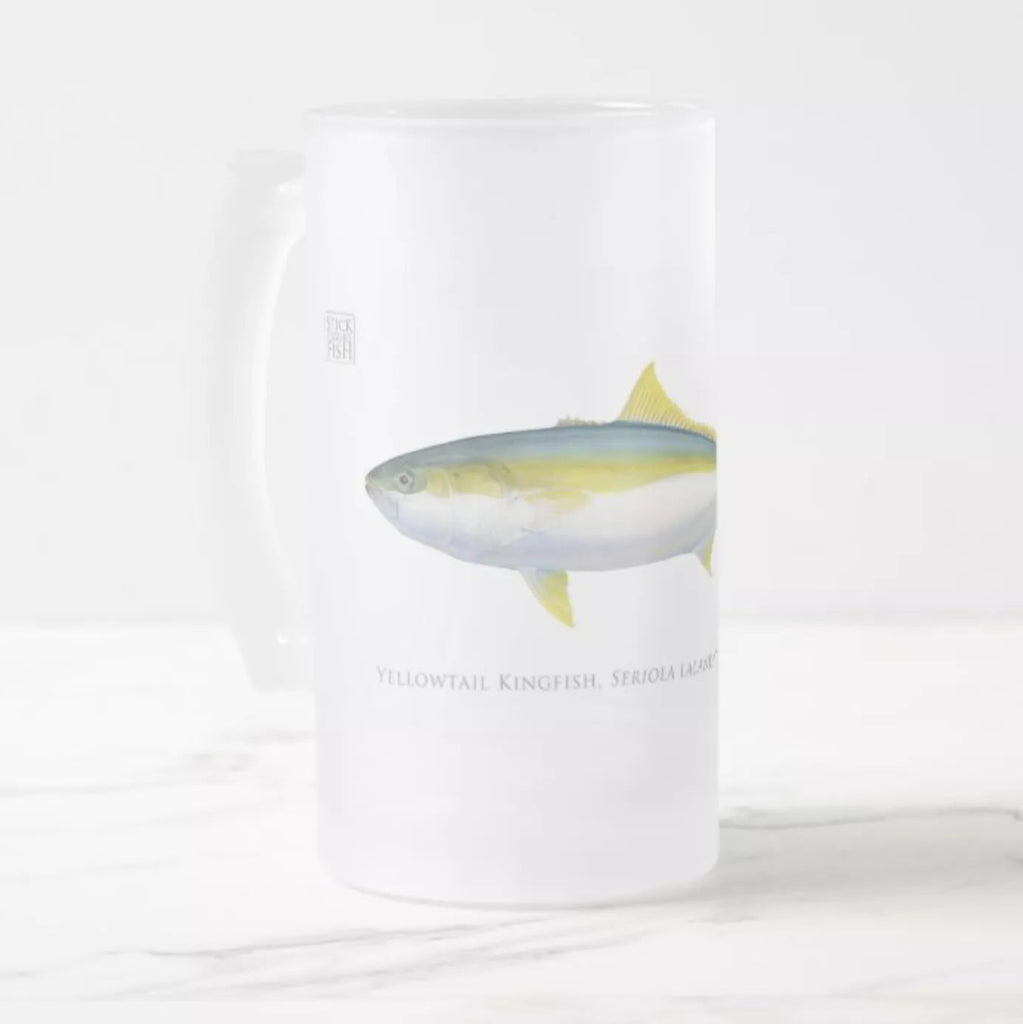 Yellowtail Kingfish - Glass Stein-Stick Figure Fish Illustration