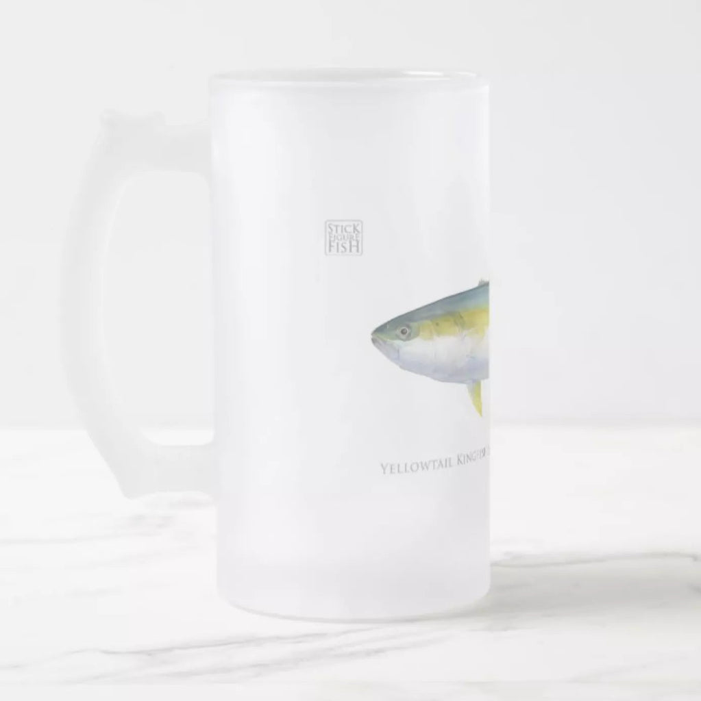 Yellowtail Kingfish - Glass Stein-Stick Figure Fish Illustration