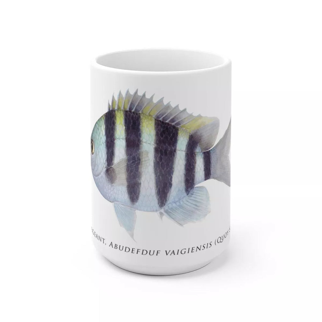 Indo-Pacific Sergeant Mug - Stick Figure Fish Illustration