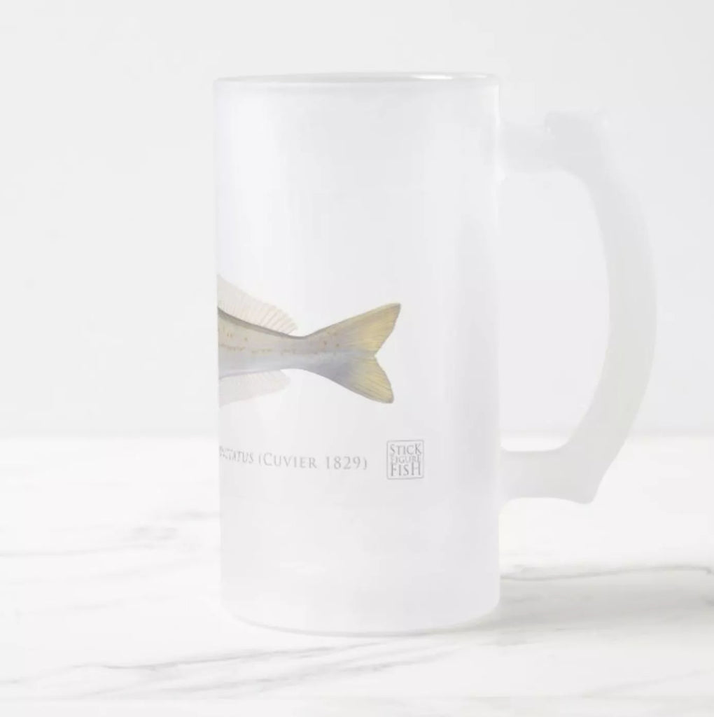 King George Whiting - Frosted Glass Stein-Stick Figure Fish Illustration