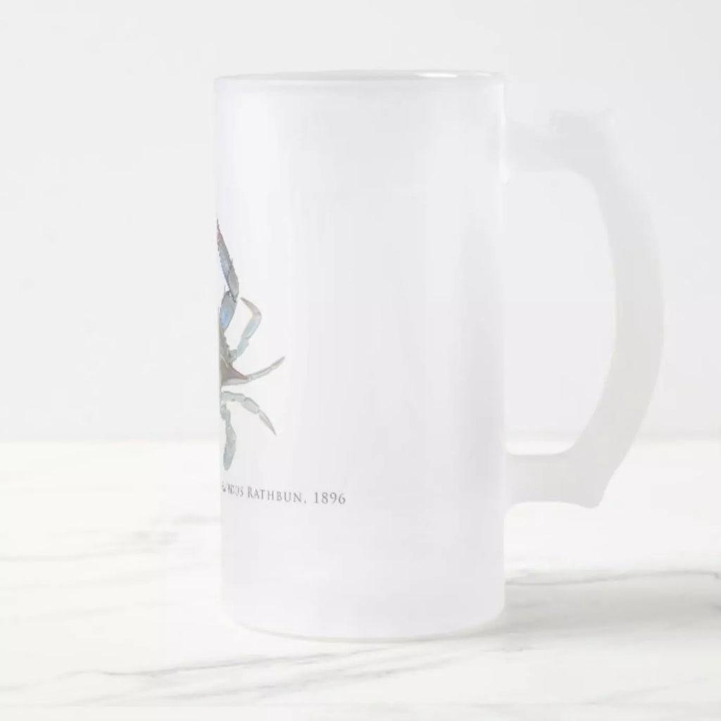 Louisiana Blue Crab - Frosted Glass Stein-Stick Figure Fish Illustration