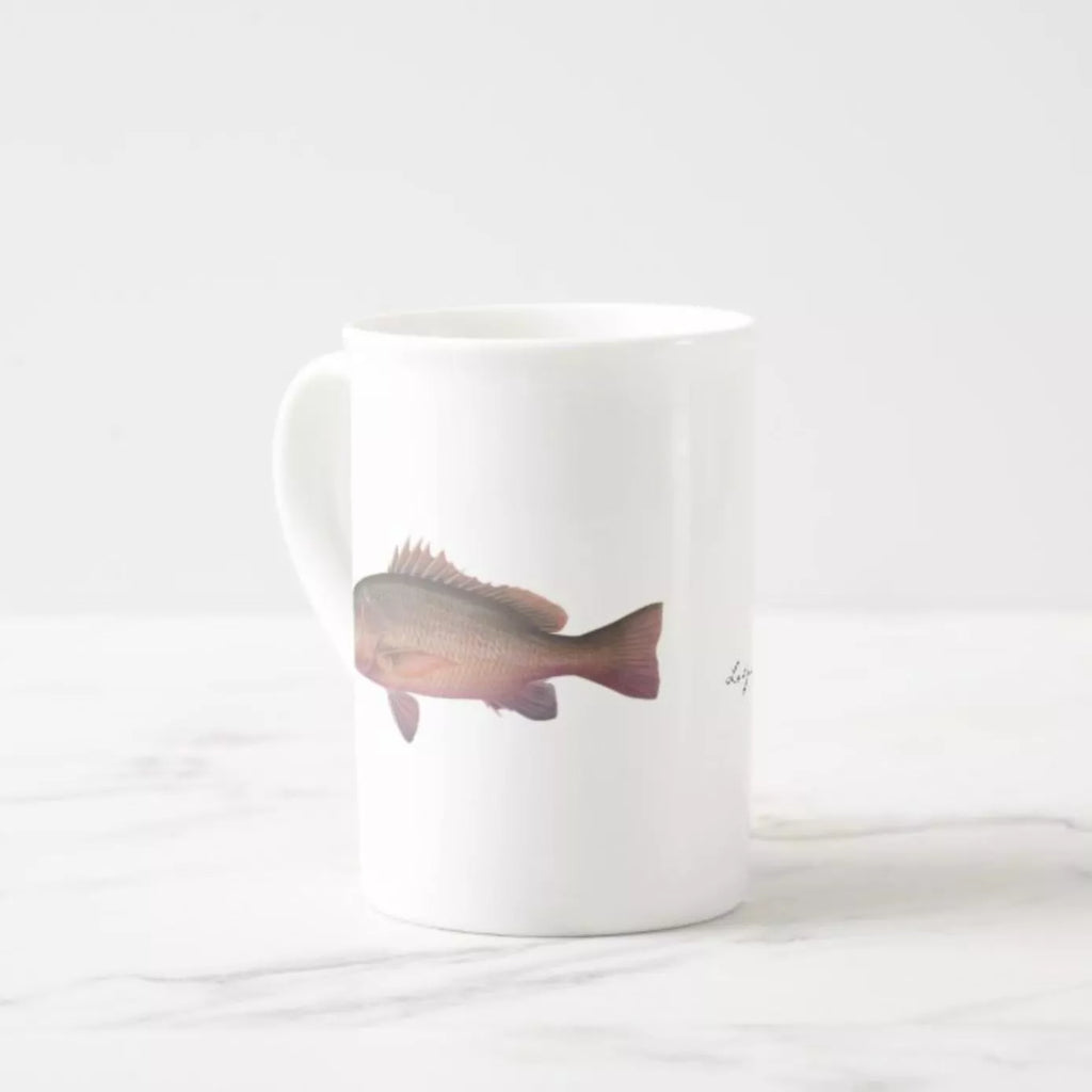 Mangrove Jack - Fine Bone China Mug-Stick Figure Fish Illustration