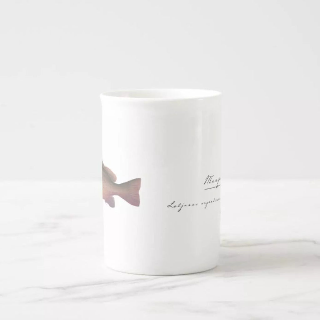 Mangrove Jack - Fine Bone China Mug-Stick Figure Fish Illustration