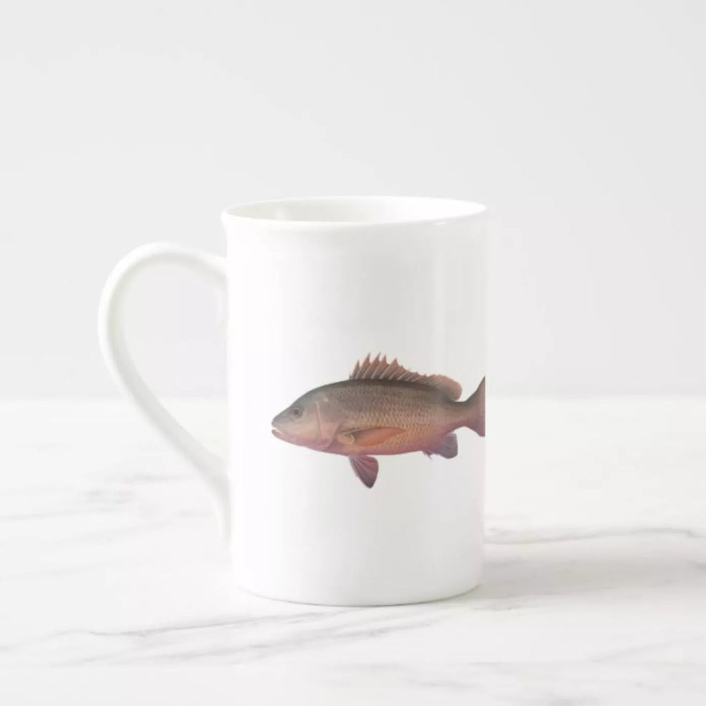 Mangrove Jack - Fine Bone China Mug-Stick Figure Fish Illustration