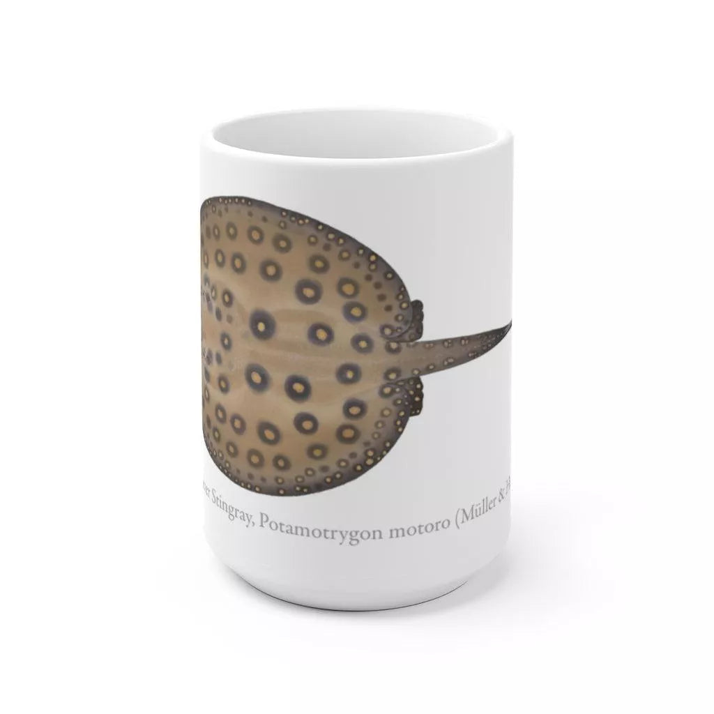 Ocellate River Stingray Mug - Stick Figure Fish Illustration