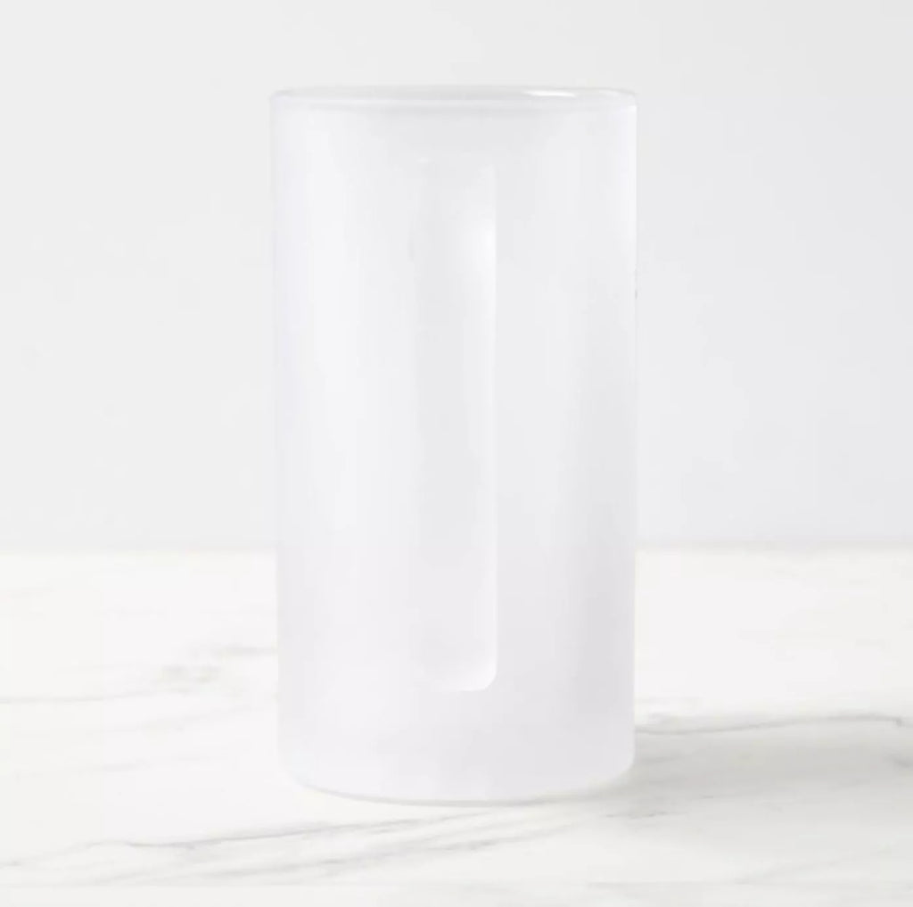 Ornate Eagle Ray - Frosted Glass Stein - Stick Figure Fish Illustration