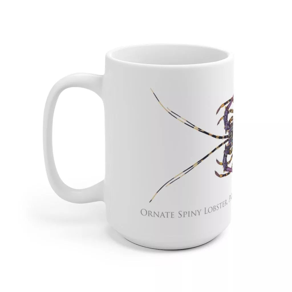 Ornate Spiny Lobster Mug - Stick Figure Fish Illustration