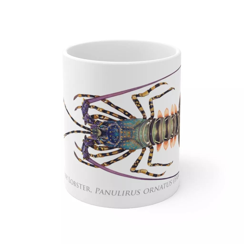 Ornate Spiny Lobster Mug-Stick Figure Fish Illustration