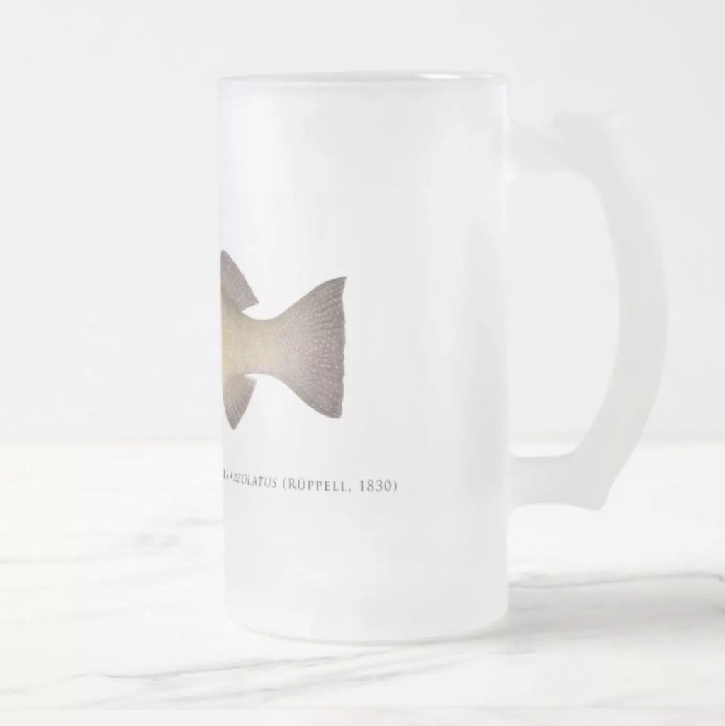 Passionfruit Coral Trout - Frosted Glass Stein-Stick Figure Fish Illustration