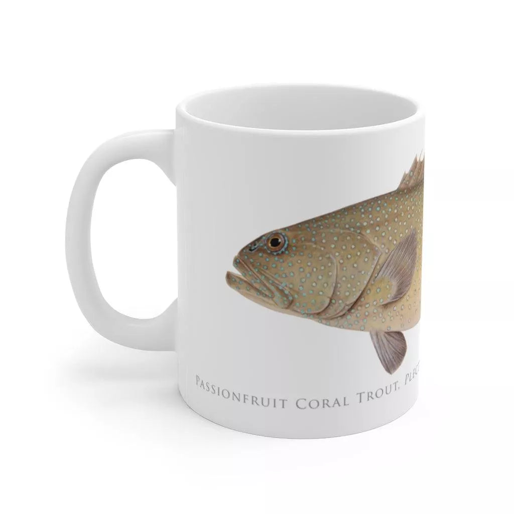 Passionfruit Coral Trout Mug-Stick Figure Fish Illustration
