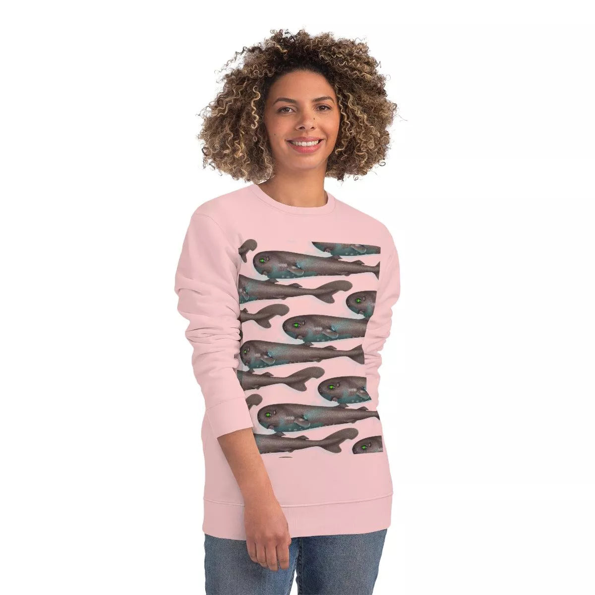Pocket Shark - Unisex Changer Sweatshirt-Stick Figure Fish Illustration