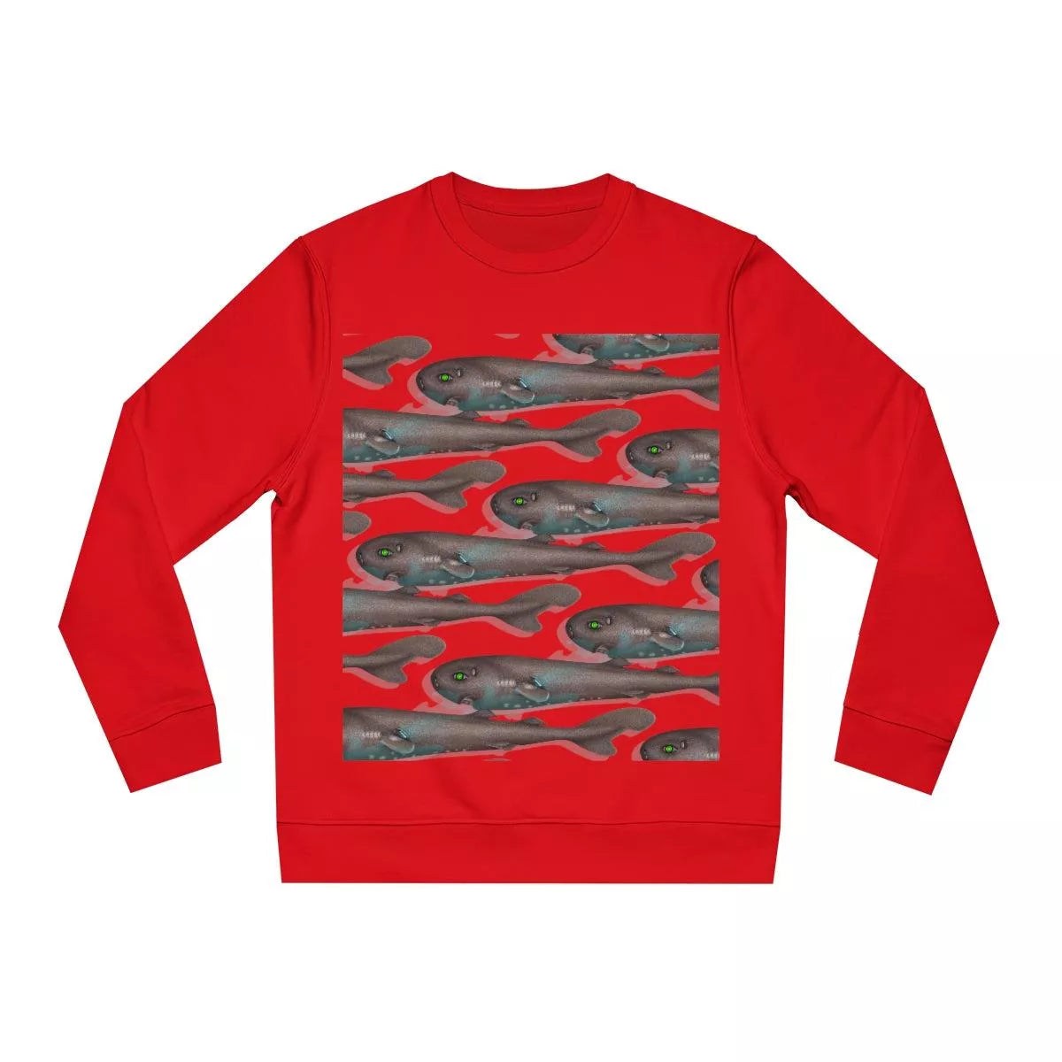 Pocket Shark - Unisex Changer Sweatshirt-Stick Figure Fish Illustration