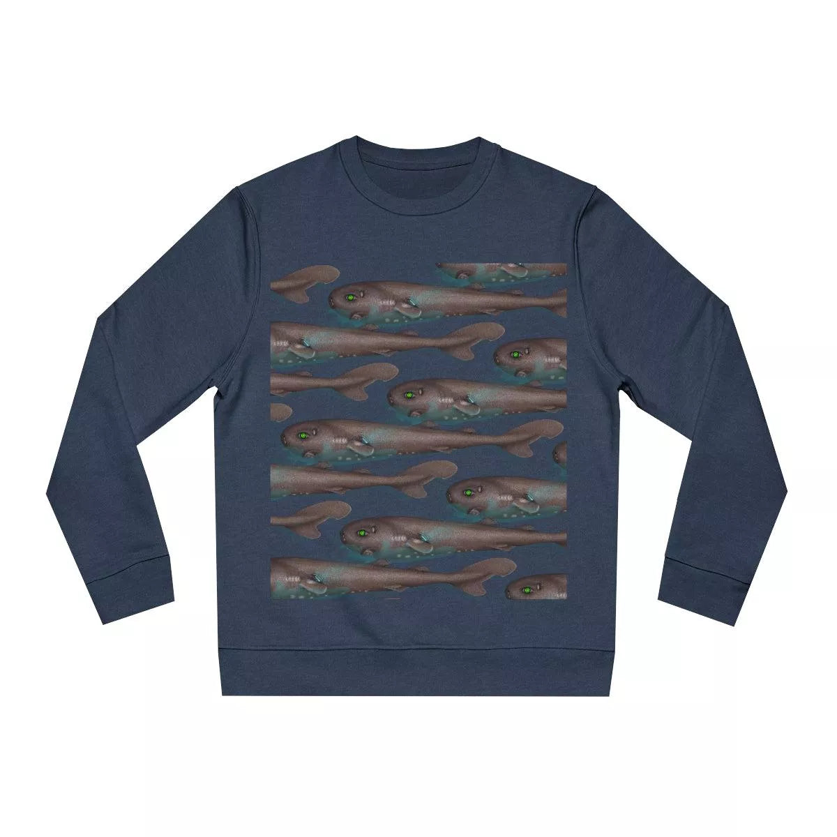 Pocket Shark - Unisex Changer Sweatshirt-Stick Figure Fish Illustration