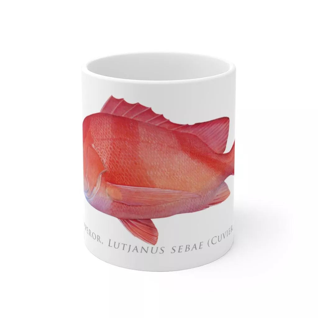Red Emperor Mug - Stick Figure Fish Illustration