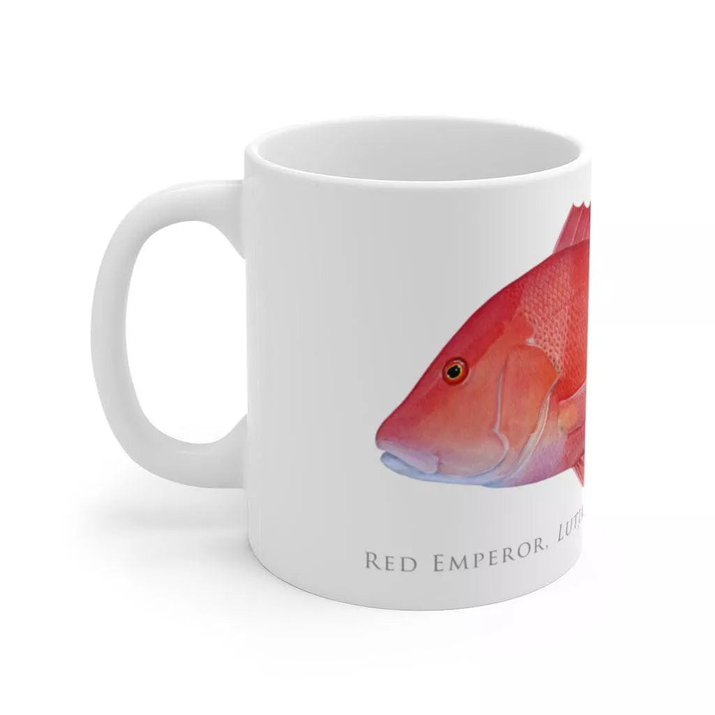 Red Emperor Mug - Stick Figure Fish Illustration
