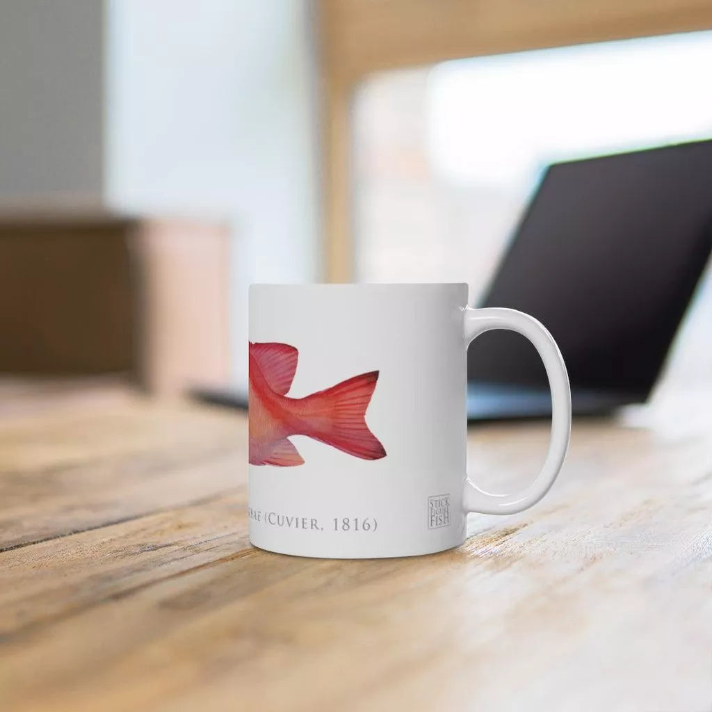 Red Emperor Mug - Stick Figure Fish Illustration