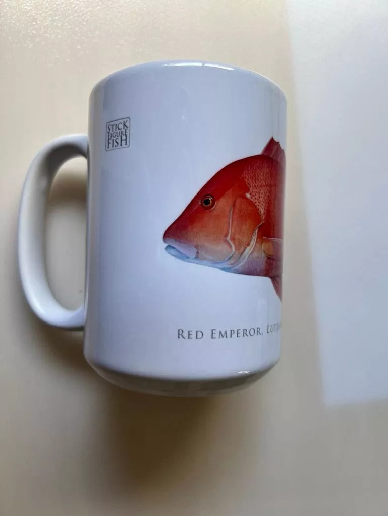 Red Emperor Mug - Stick Figure Fish Illustration