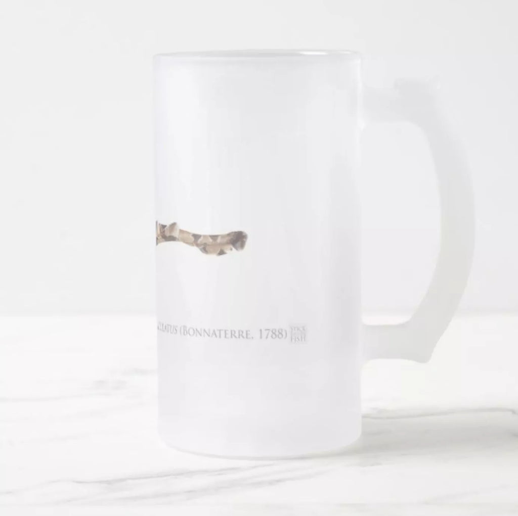 Spotted Wobbegong - Frosted Glass Stein-Stick Figure Fish Illustration