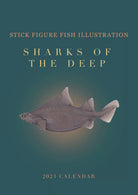 Stick Figure Fish 2023 Calendar - Sharks of the Deep-Stick Figure Fish Illustration