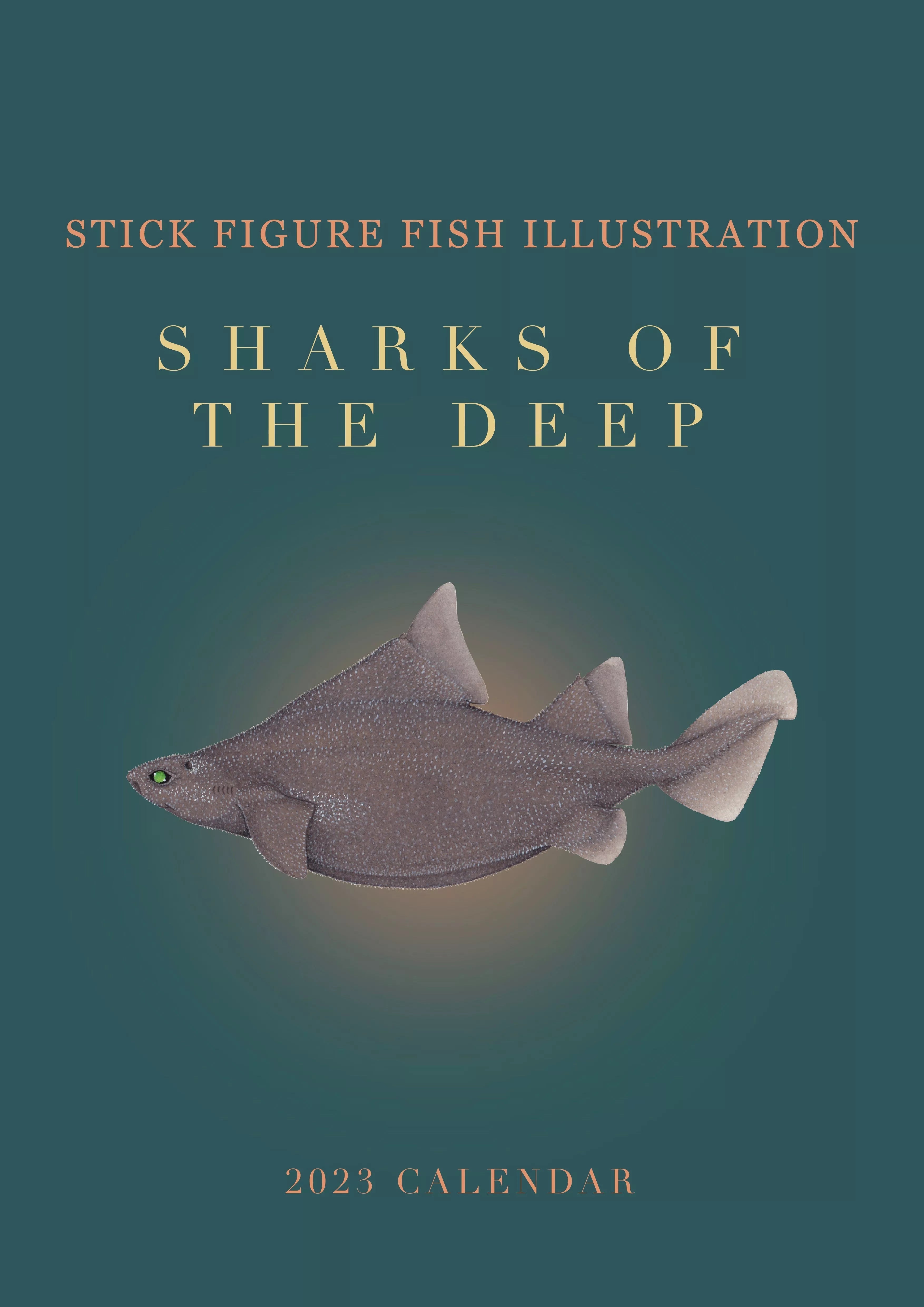 Stick Figure Fish 2023 Calendar - Sharks of the Deep-Stick Figure Fish Illustration
