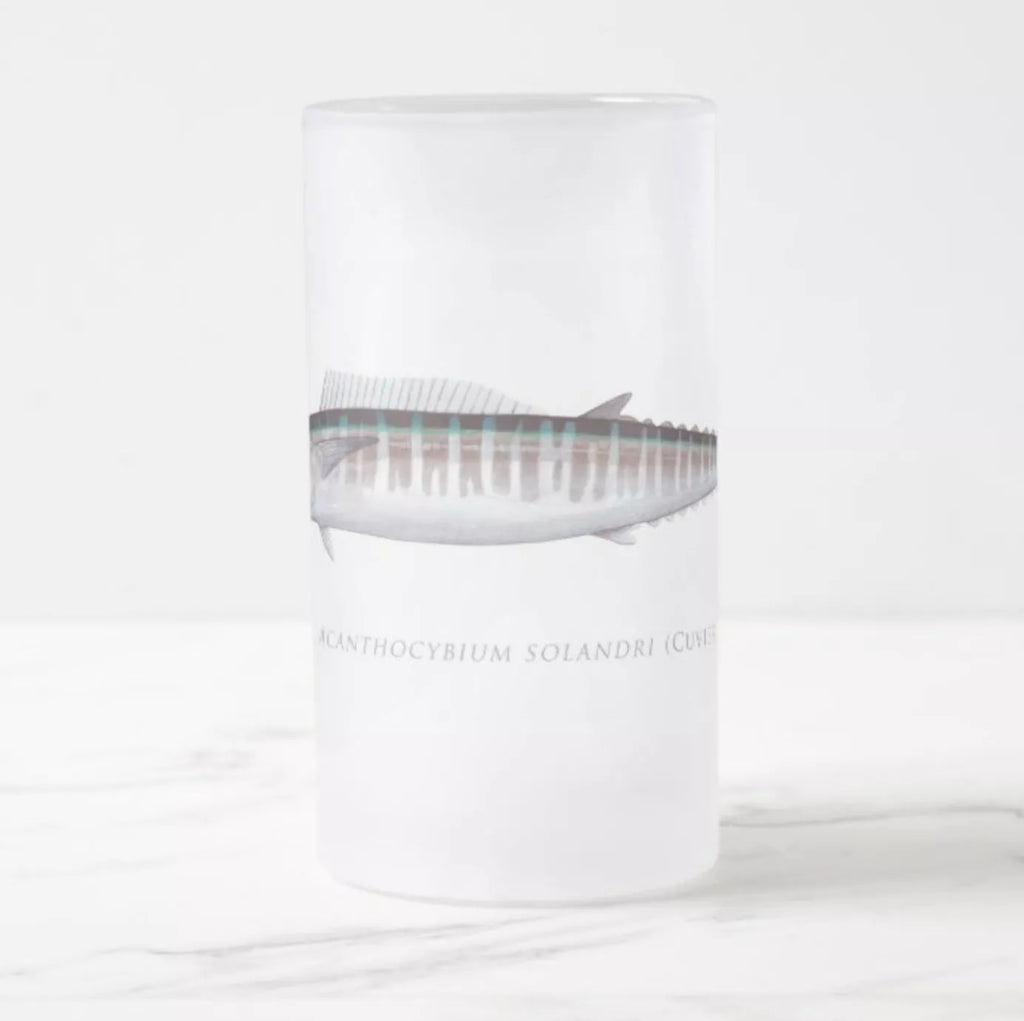 Wahoo No. 1 - Frosted Glass Stein - Stick Figure Fish Illustration