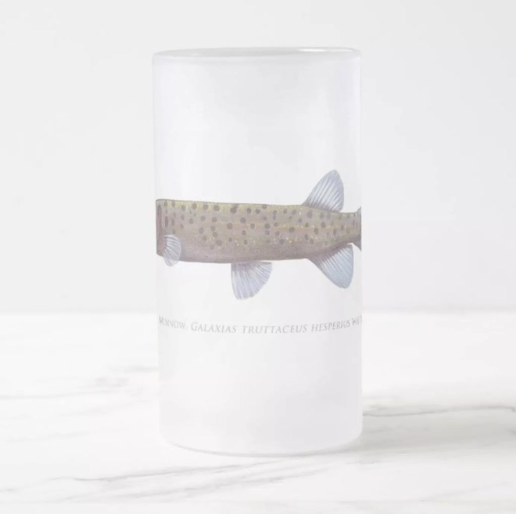 Western Trout Minnow - Frosted Glass Stein-Stick Figure Fish Illustration