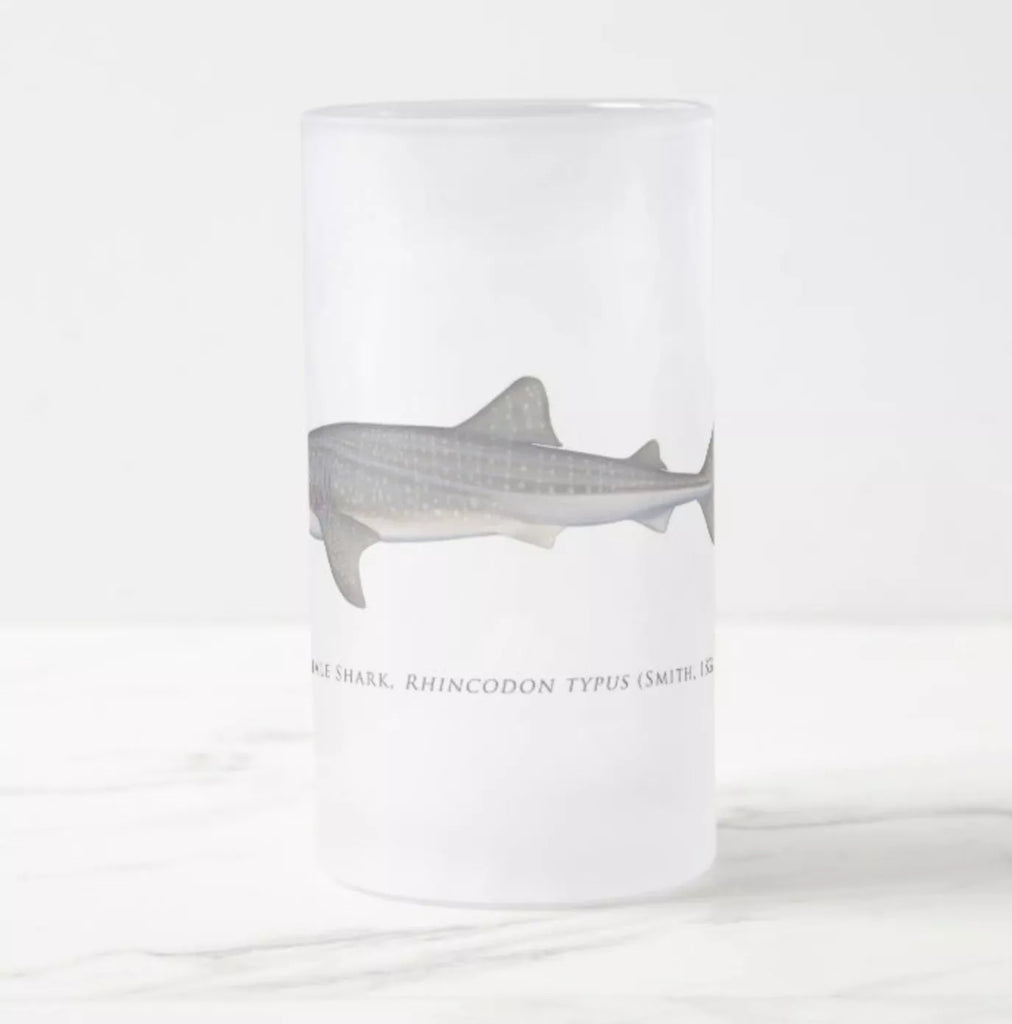 Whale Shark - Frosted Glass Stein-Stick Figure Fish Illustration