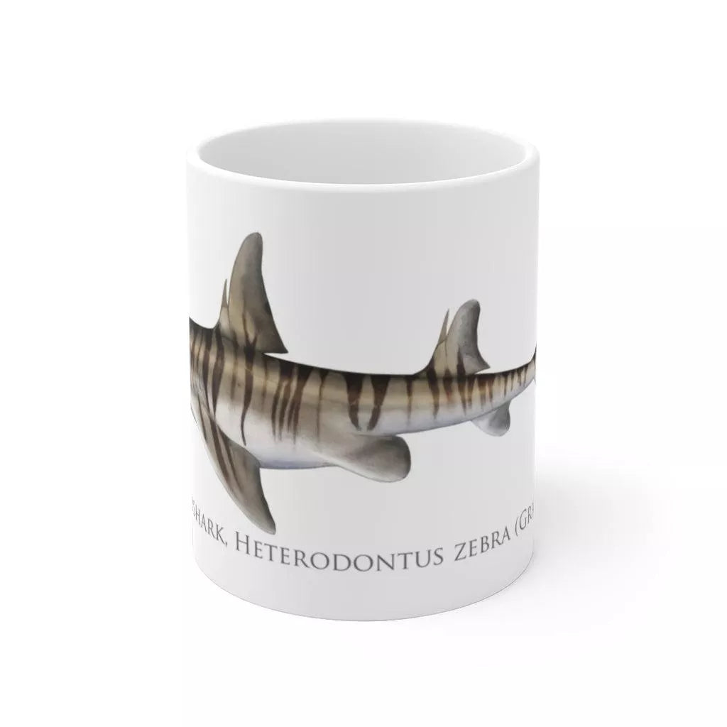 Zebra Hornshark Mug - Stick Figure Fish Illustration