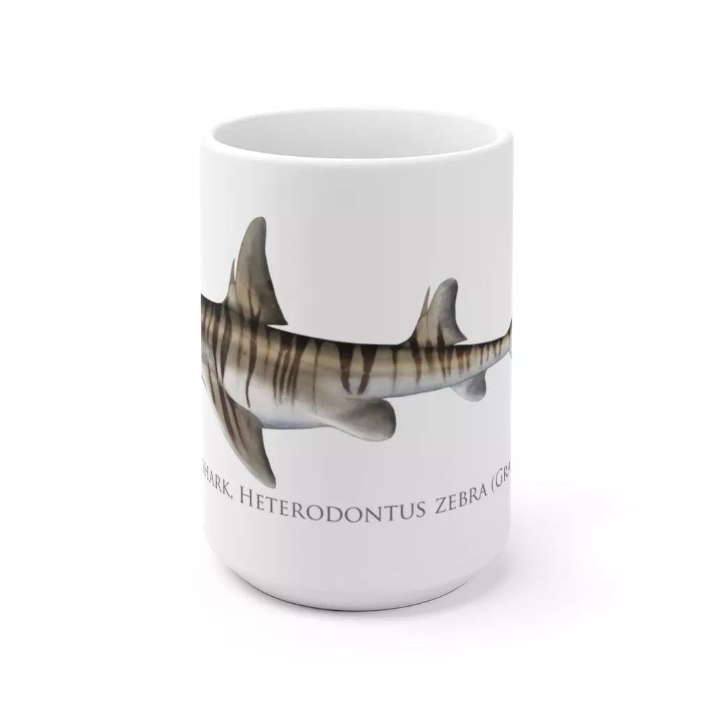 Zebra Hornshark Mug - Stick Figure Fish Illustration