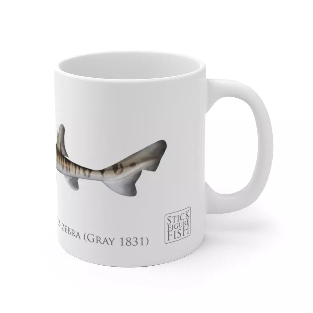 Zebra Hornshark Mug - Stick Figure Fish Illustration