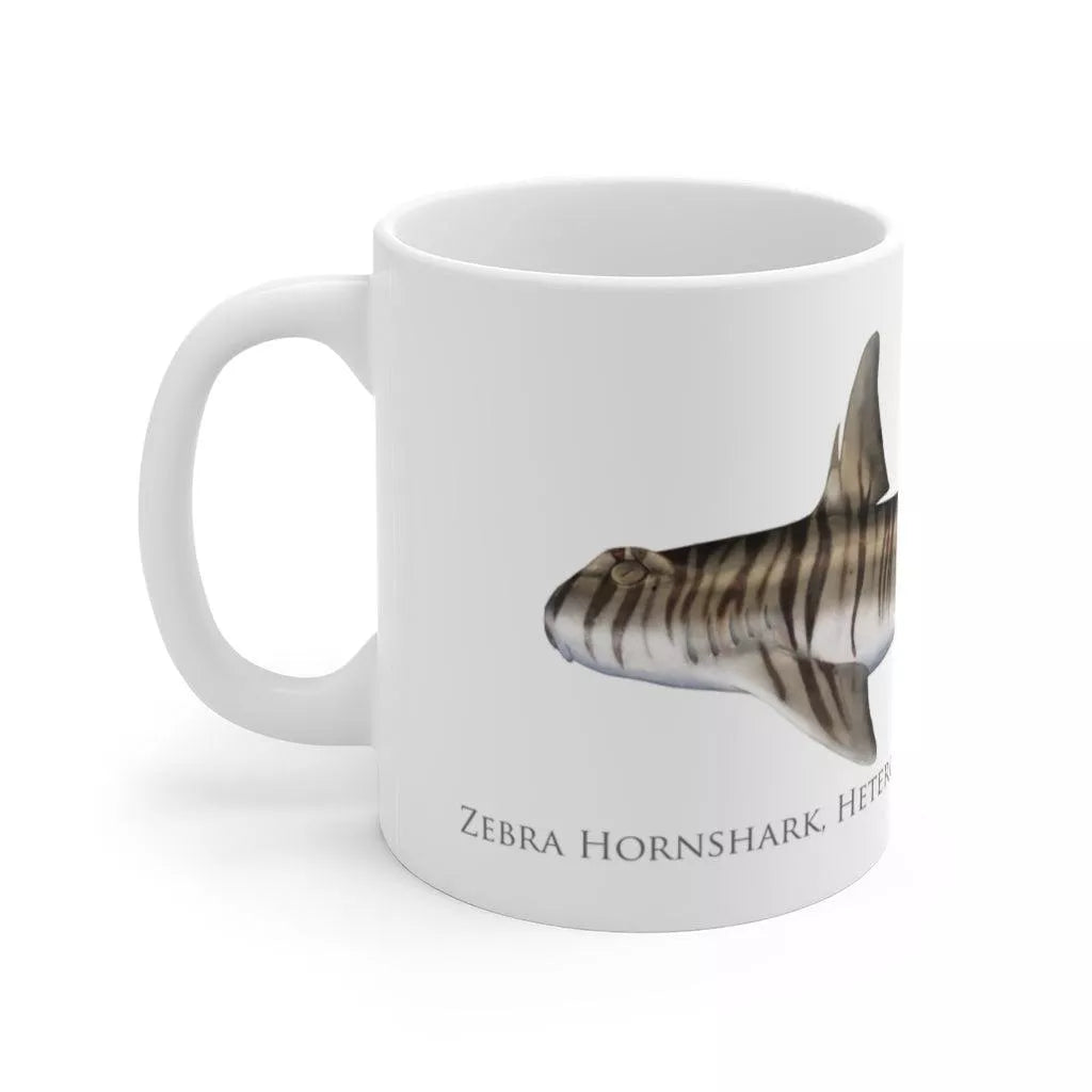 Zebra Hornshark Mug - Stick Figure Fish Illustration